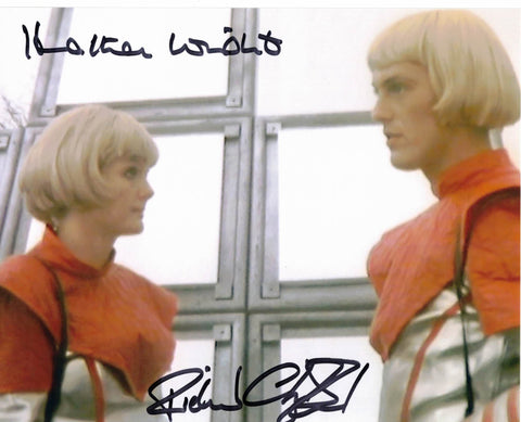 HEATHER WRIGHT & RICHARD CLIFFORD - Reeval & Toron in Terminal - Blake's 7- double hand signed 10 x 8 photo