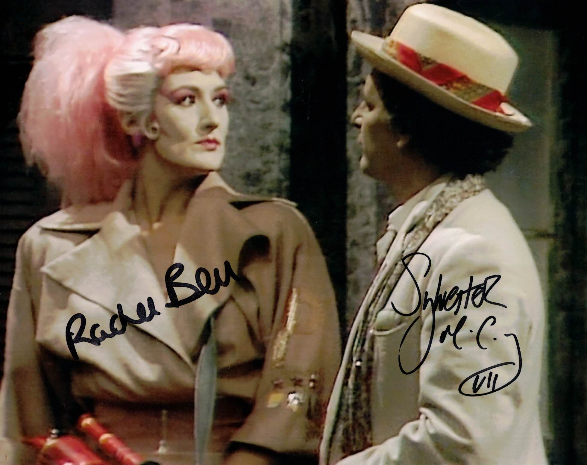 SYLVESTER MCCOY & RACHEL BELL - Doctor Who - The Happiness Patrol double - hand signed 10 x 8 photo