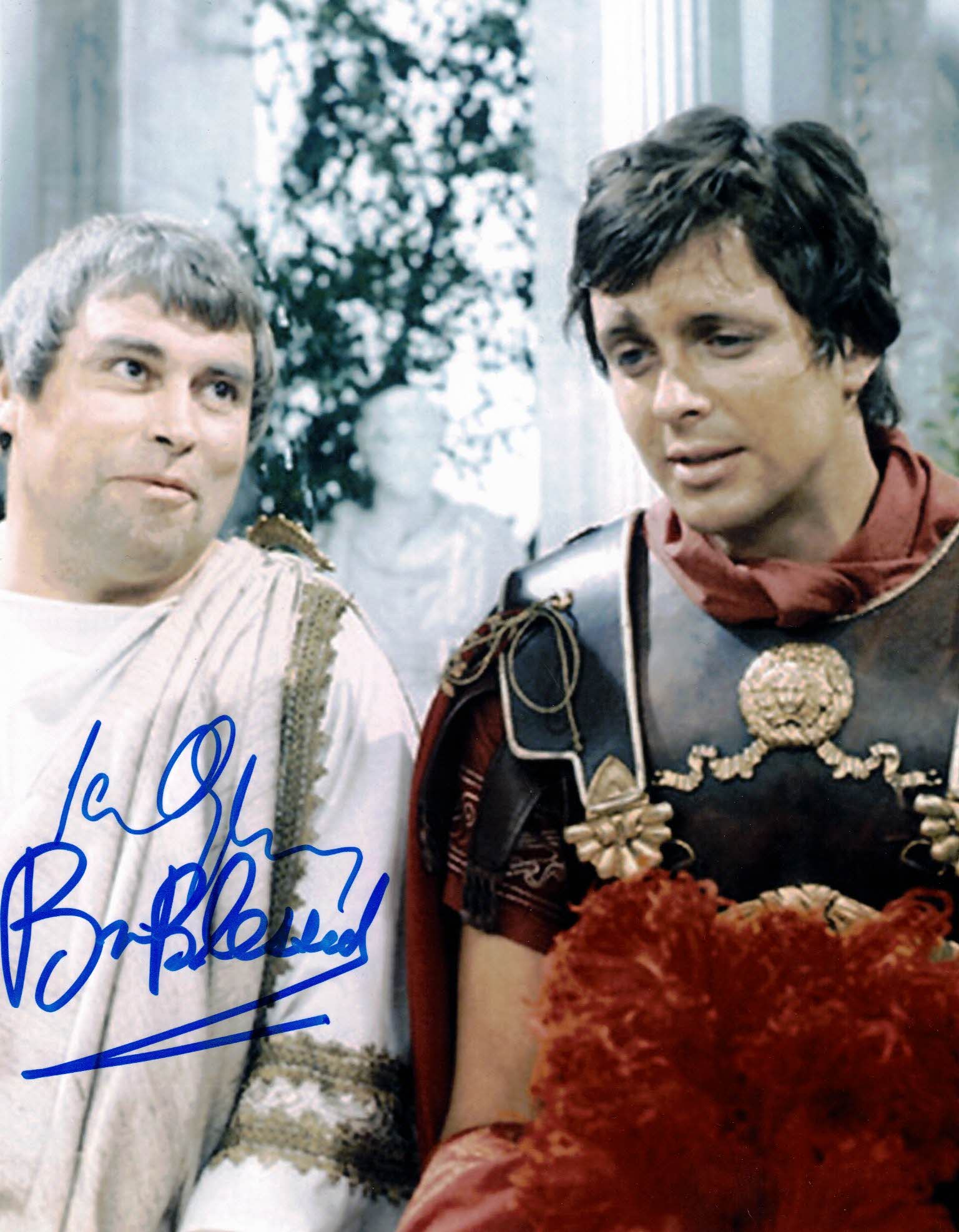 IAN OGILVY & BRIAN BLESSED  -Nero Claudius Drusus &  Augustus in I Claudius -  double hand signed 10 x 8 photo
