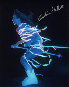 CAROLINE HALLETT - Title sequence girl  in James Bond A View To A Kill hand signed 10 x 8 photo