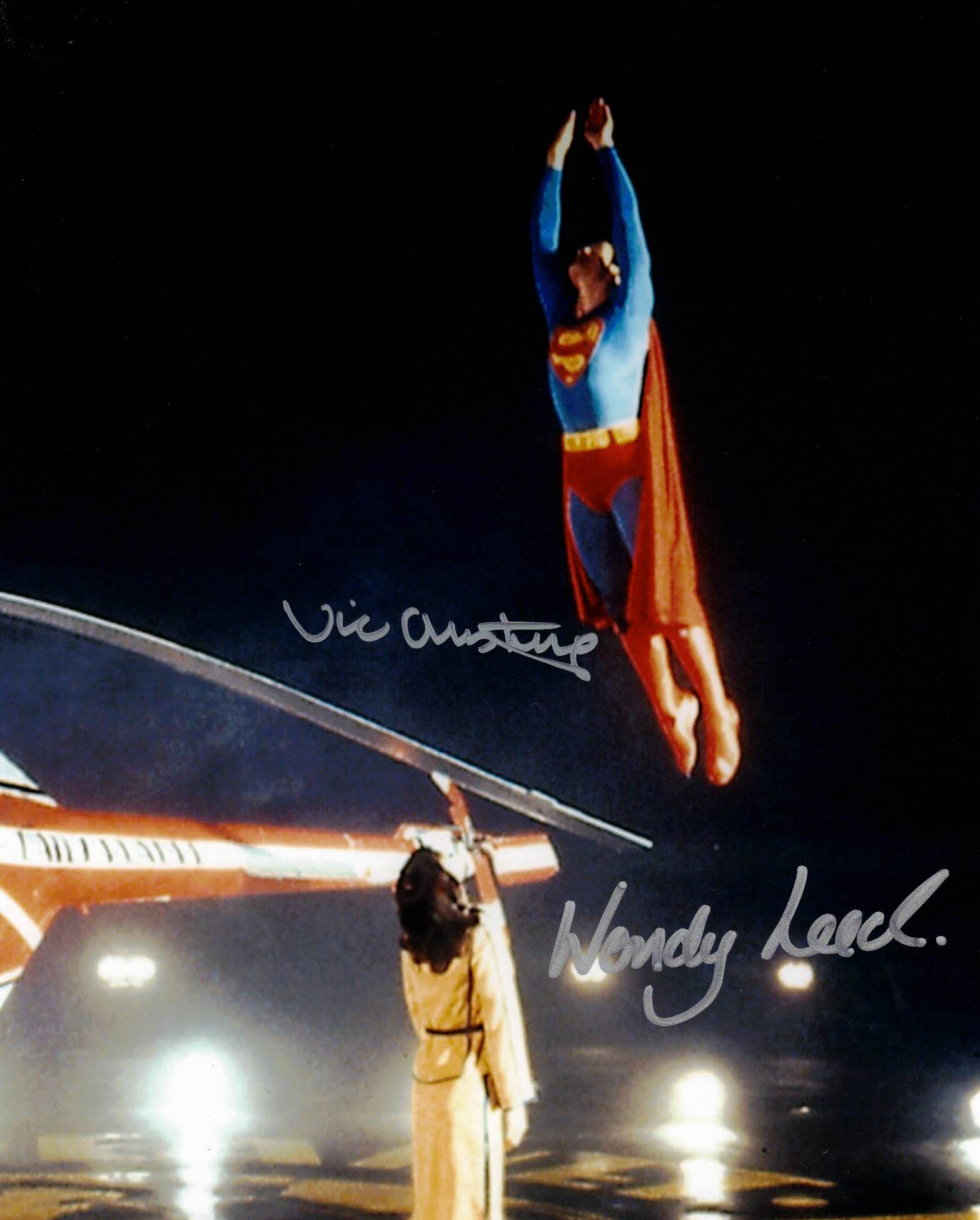 VIC ARMSTRONG & WENDY LEECH stunt doubles Superman and Lois Lane in Superman (1978)-double hand signed 10 x 8 photo