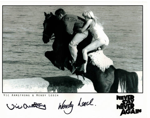 VIC ARMSTRONG & WENDY LEECH stunt doubles James Bond - Never Say Never Again-  double hand signed 10 x 8 photo