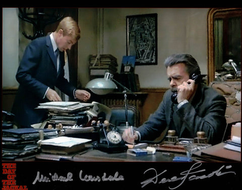 MICHAEL LONSDALE & DEREK JACOBI - Lebel & Caron in The Day Of The Jackal double  hand signed 10 x 8 photo