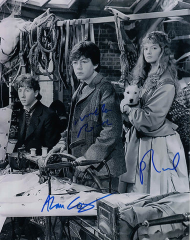 NICHOLAS ROWE, ALAN COX & SOPHIE WARD in Young Sherlock Holmes - triple hand signed 10 x 8 photo