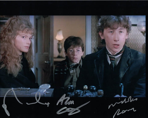 NICHOLAS ROWE, ALAN COX & SOPHIE WARD in Young Sherlock Holmes - triple hand signed 10 x 8 photo