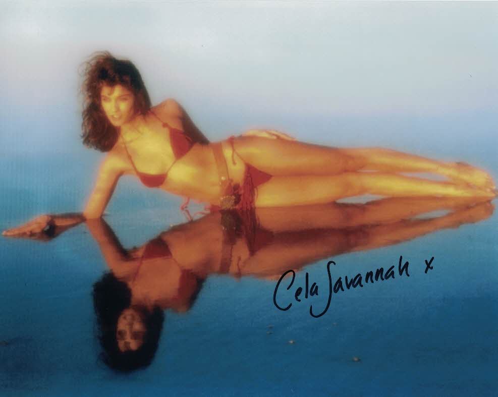 CELA SAVANNAH - Pool & Harem Girl in  James Bond -The Living Daylights - hand signed 10 x 8 photo