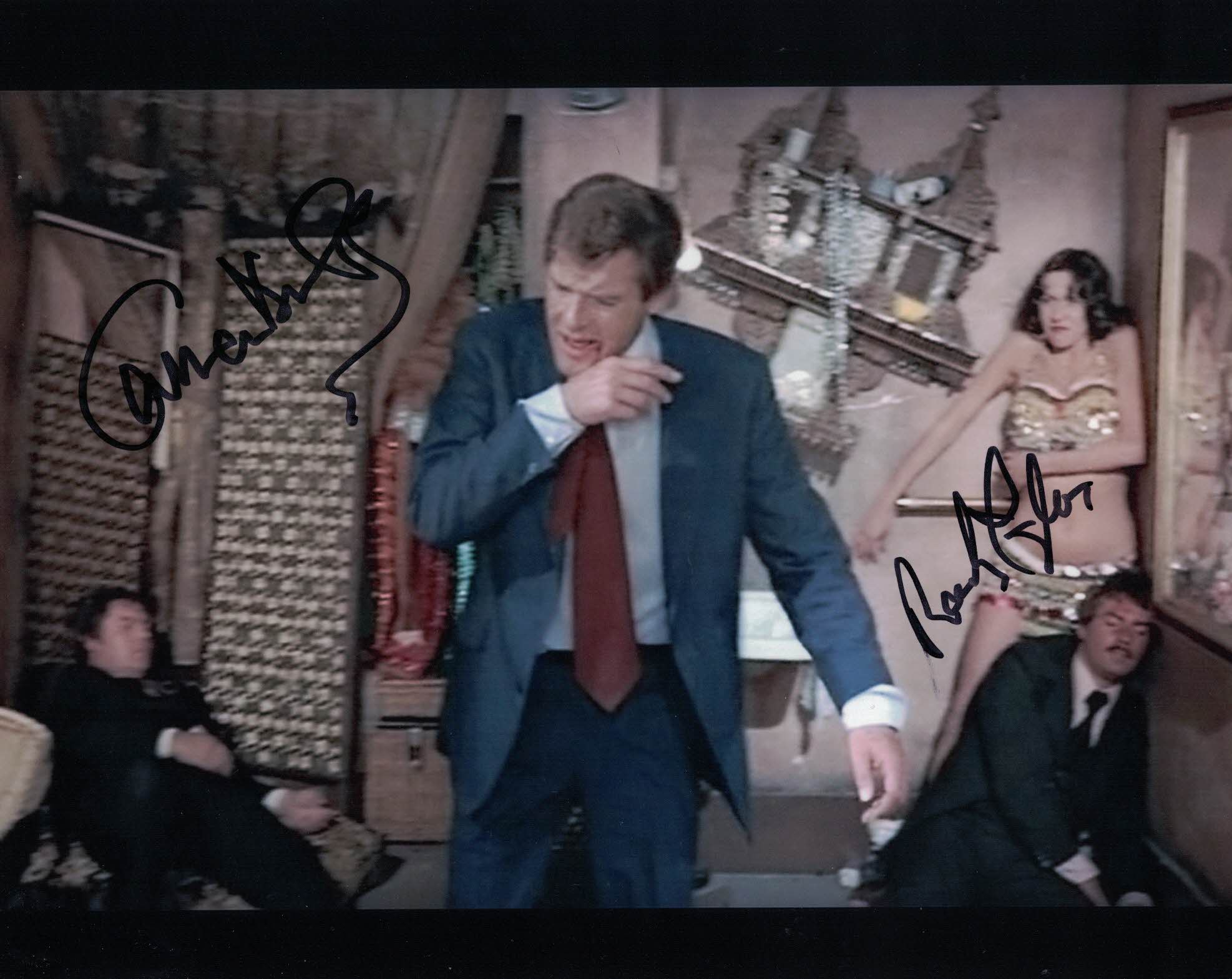 ROCKY TAYLOR & CARMEN DU SAUTOY -  The Man With The Golden Gun - James Bond double hand signed 10 x 8 photo