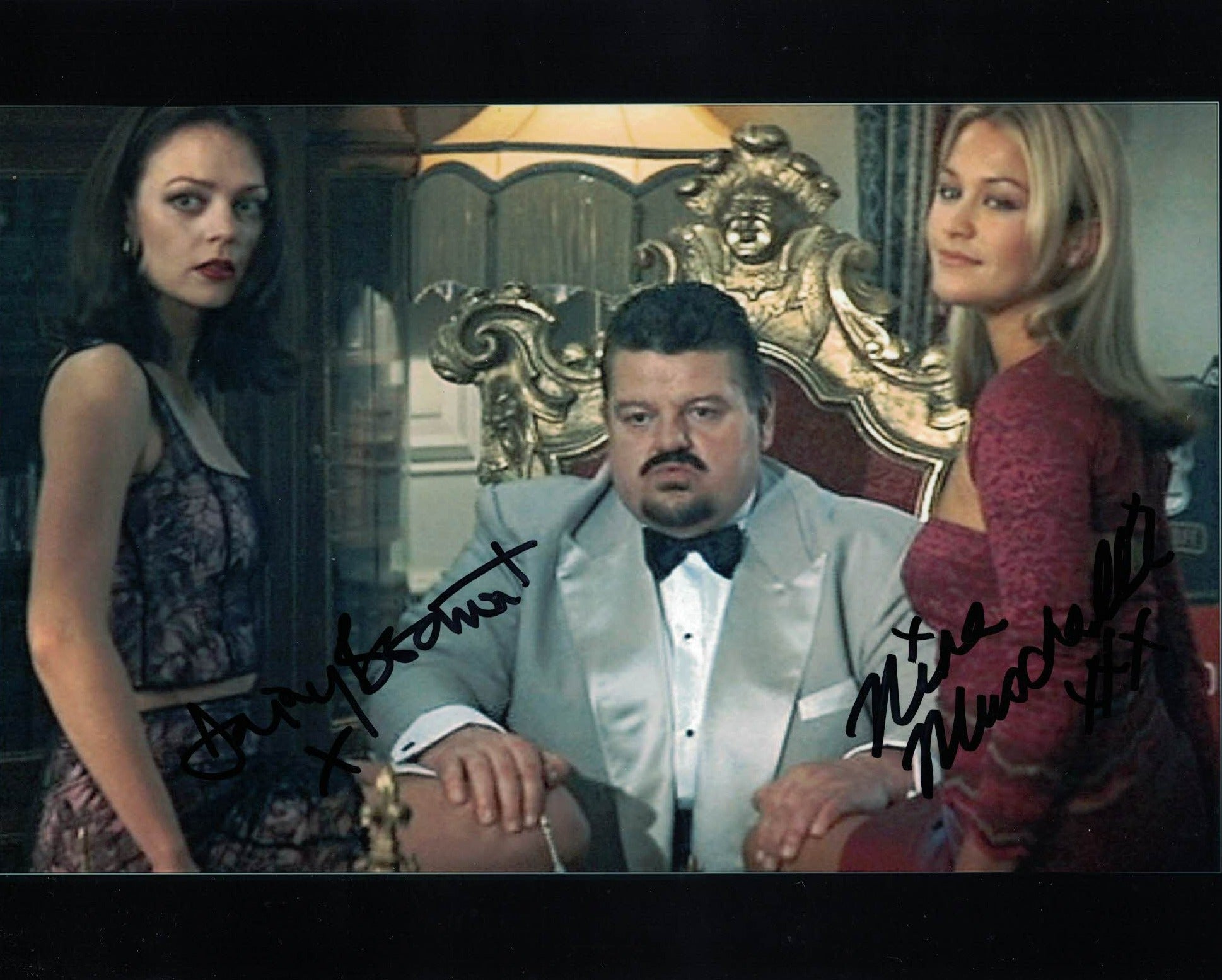 DAISY BEAUMONT  & NINA MUSCHALLIK- Nina & Verushka in The World Is Not Enough - James Bond - double  hand signed 10 x 8 photo