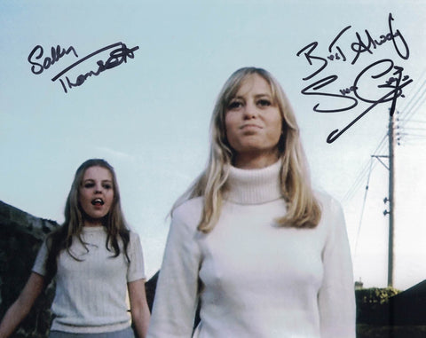 SUSAN GEORGE & SALLY THOMSETT- Amy Summer &  Janice Hedden in Straw Dogs double  hand signed 10 x 8 photo